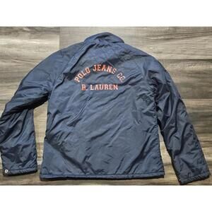 Ralph Lauren Polo Jeans Jacket Women M Medium Blue Orange Lined Vintage Full Zip